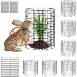 VEVOR 6er-Pack Pflanzenschutz vor Tieren, 32 cm Durchmesser x 35 cm Höhe, Pflanzenschutz aus Hühnerdraht, Pflanzenkäfige für Pflanzen im Freien, Blumen und Gemüse, hält Hasen, Hühner und Eichhörnchen fern, 18-teiliges Metallgeflecht