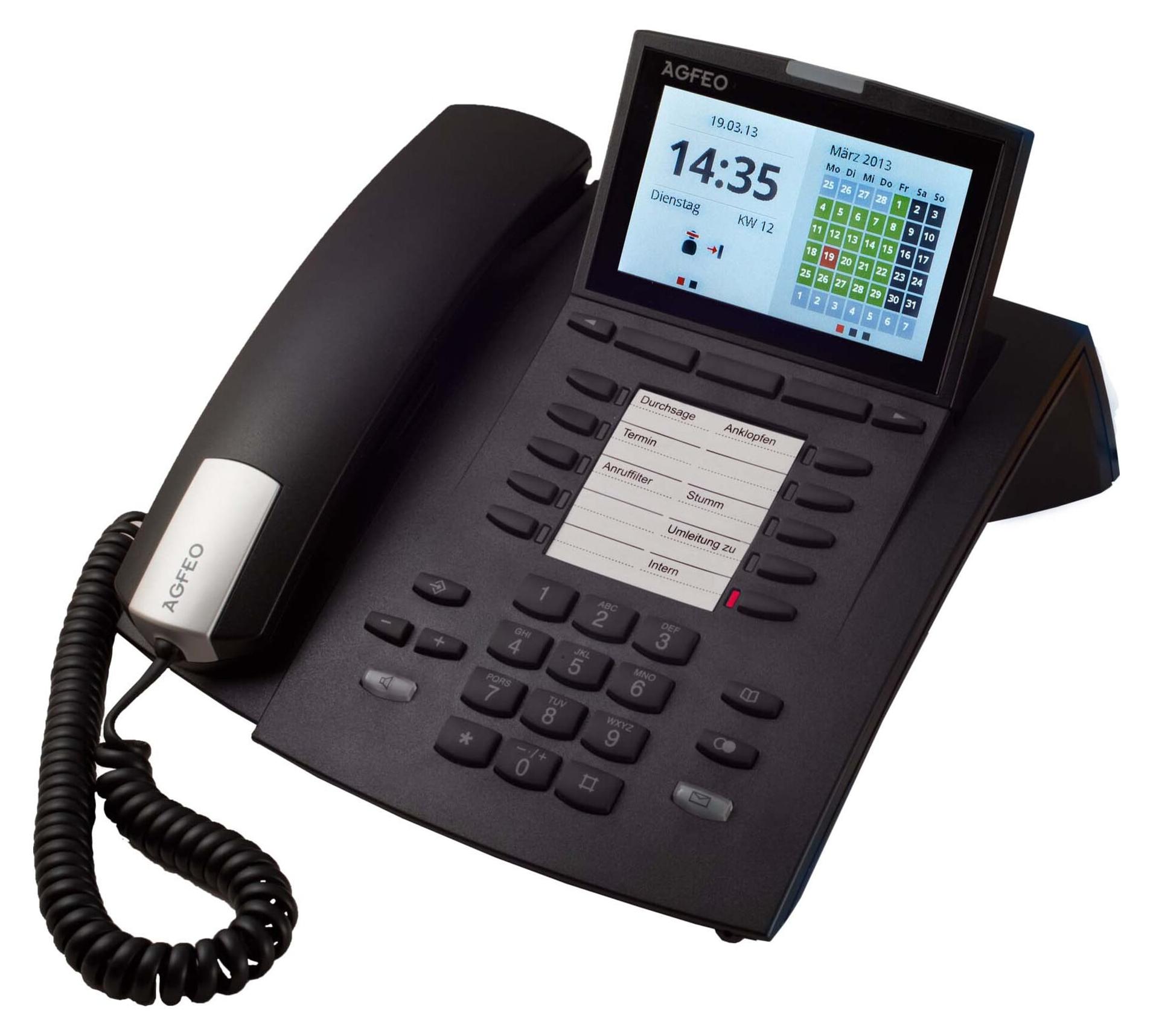AGFEO ST 45, Analoges Telefon, 1000 Eintragungen, Anrufer-Identifikation, Schwarz