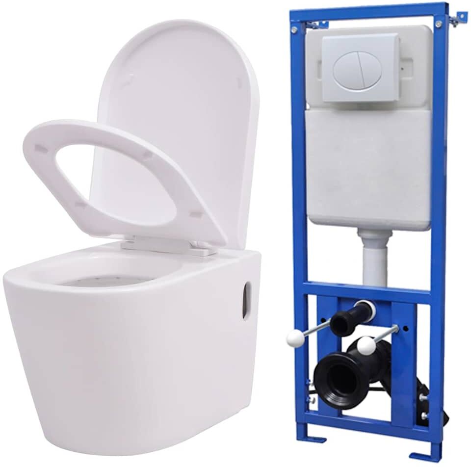 vidaXL Toilette murale avec réservoir caché Céramique Blanc