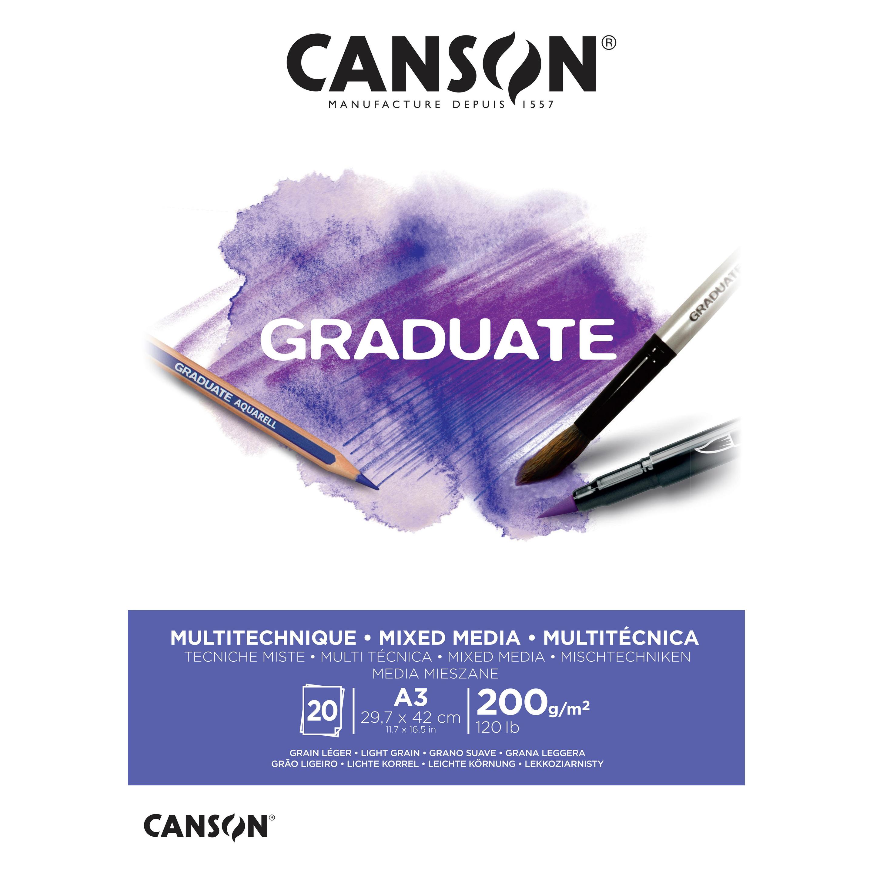 Canson Studienblock GRADUATE MIXED MEDIA, weiá, DIN A3 (A3, Blanko, Kein Einband) (C400110378)