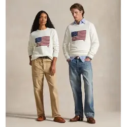 Polo Ralph Lauren Unisex. 710718281009 Das kultige Trikot mit weißer Flagge (M), Lässig, Baumwolle