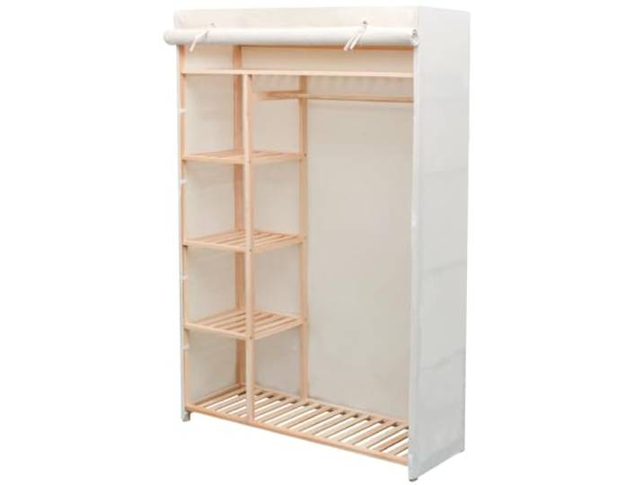 Makastle Kleiderschrank Kiefer und Stoff Weiß 110x40x170 cm