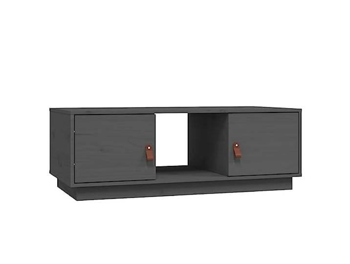 Tmriohed Couchtisch Massivholz Kiefer Grau 100x50x35 cm Teetisch Rechteckiger Beistelltisch aus Holz mit Offenem Fach für Zeitschriften und Bücher im Wohnzimmer oder Gästezimmer.