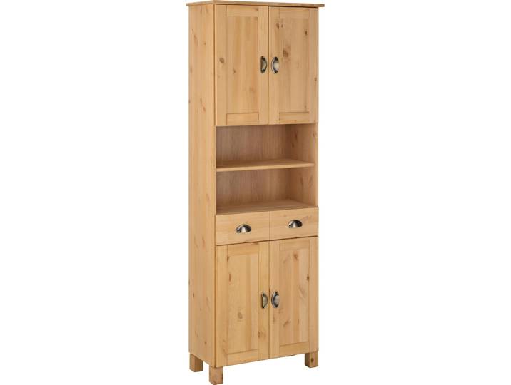 Hochschrank HOME AFFAIRE Oslo , beige (natur gebeizt, gewachst), B:60cm H:177cm T:30cm, Massivholz, Schränke, Hochschrank