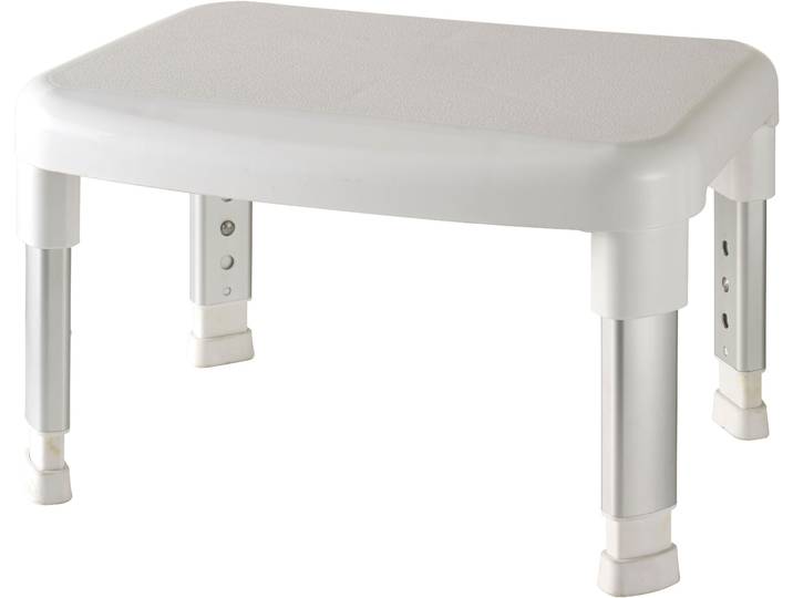 Bad-Stufe BISCHOF Big Step , weiss (weiß, silberfarben), B:42cm T:34cm, Fusstritte, Bad-Stufe, Einstiegshilfe, höhenverstellbar von 24 – 29 cm