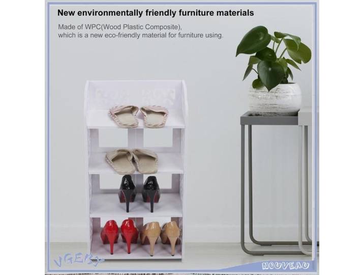 Duokon Étagère de rangement pour chaussures Étagère à chaussures blanche à 4 niveaux support de rangement unité meuble