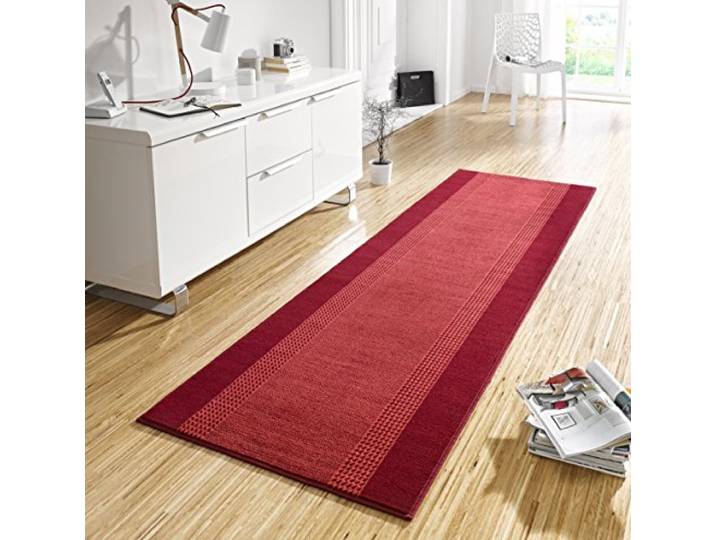 HANSE Home Tapis de Couloir - 80 x 450 cm - Tapis Doux à Poils Courts - Design Moderne - pour Couloir\, Chambre à Coucher\, Chambre d'enfant\, Salle de Bain\, Salon\, Cuisine - Rouge