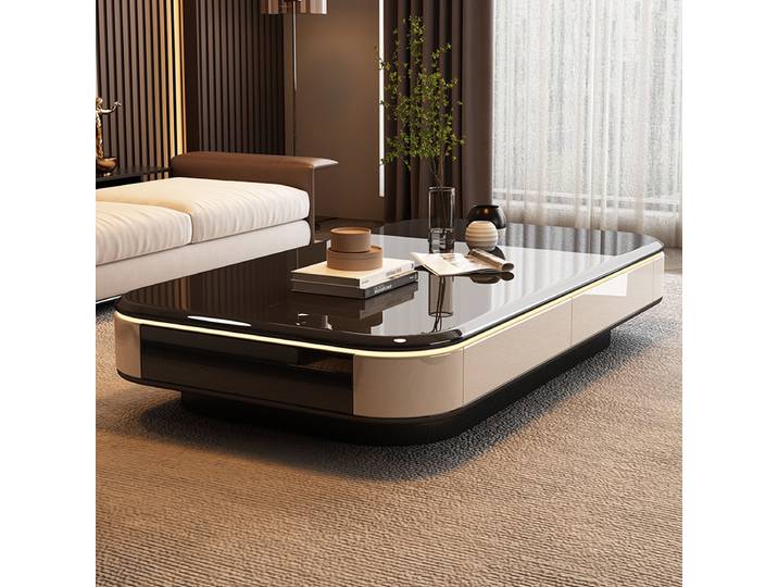 Table basse extensible noire de style italien moderne, mobilier de luxe léger pour grands et petits salons, usage domestique, Stolik Kawowy