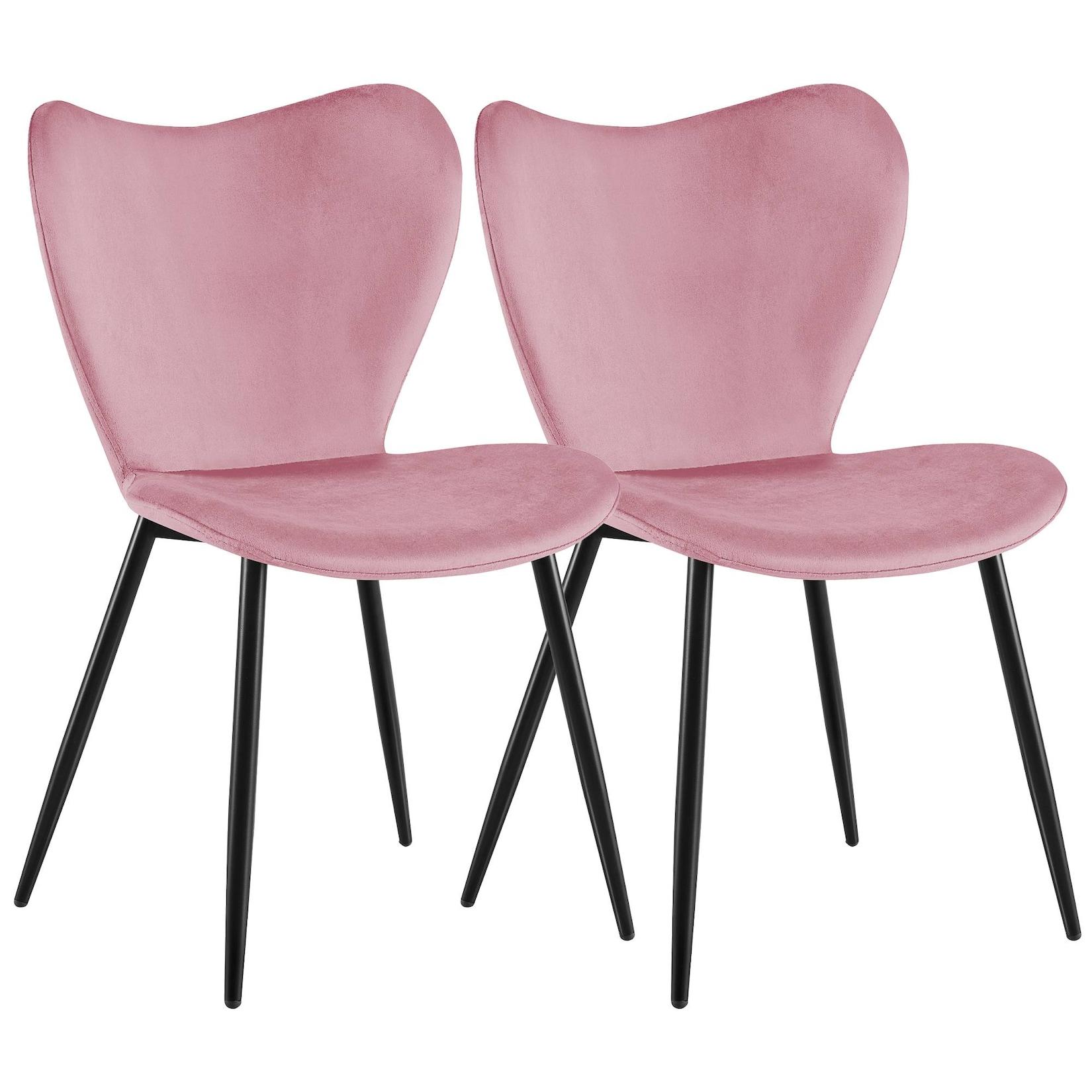 CLP 2er Set Esszimmerstuhl Maika Samt - Material: Samt, Farbe: rosa