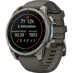GARMIN FENIX 9 - 47 MM KIESELGRAU/TITAN Smartwatch Faserverstärktes Polymer mit Titan-Lünette & -Rückseite Silikon, 22mm, Kieselgrau
