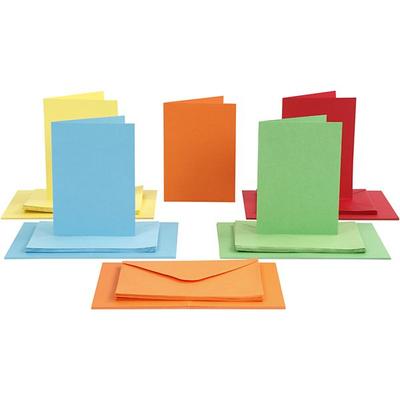 Creativ Company Karten & Kuverts, Kartengröße 10,5x15 cm, Umschlaggröße 11,5x16,5 cm, 110+220 g, Sortierte Farben, 50 Set
