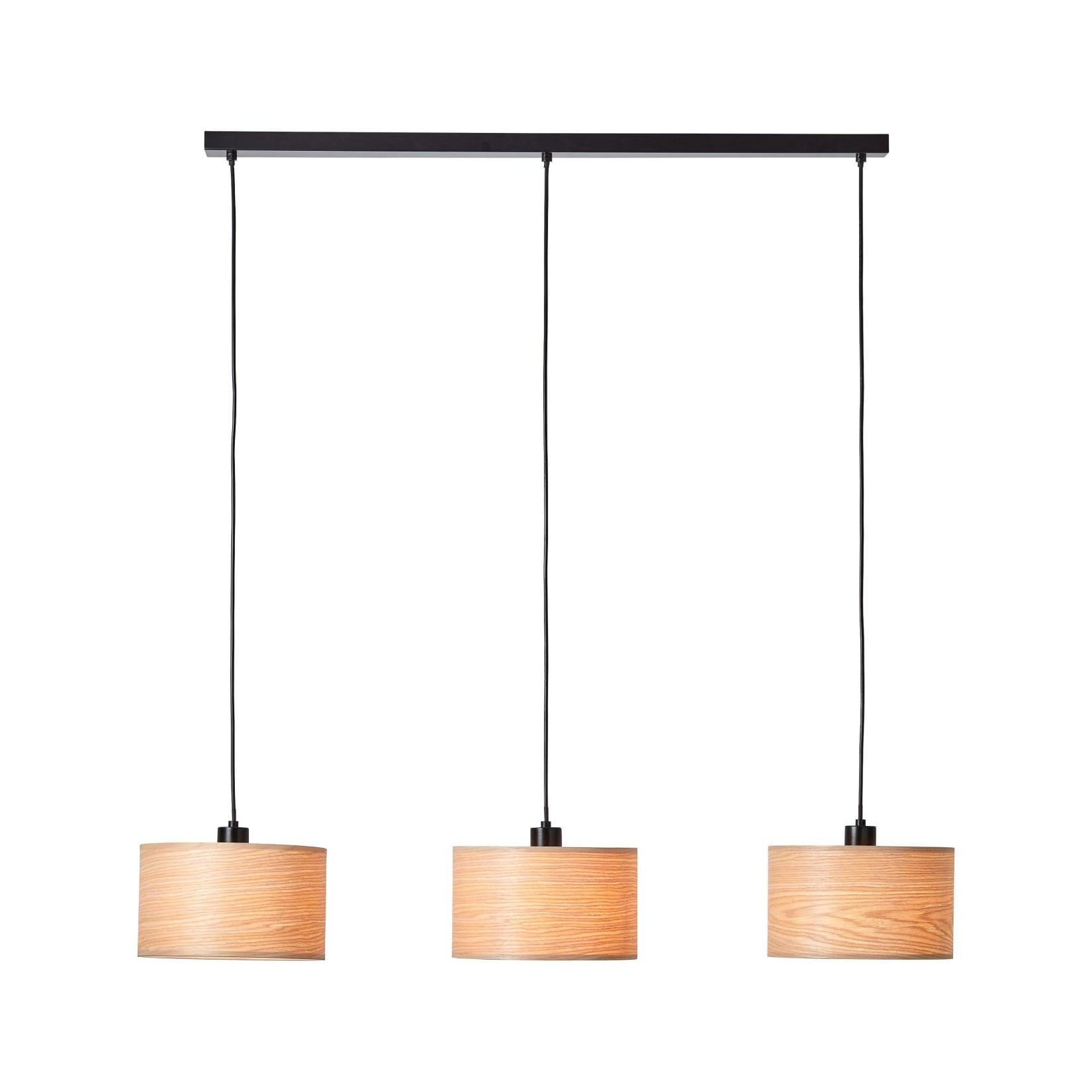 BRILLIANT Lampe , Romm Pendelleuchte 3flg holz hell/schwarz , 3x A60 , E27 , 52W , Kabel kürzbar / in der Höhe einstellbar