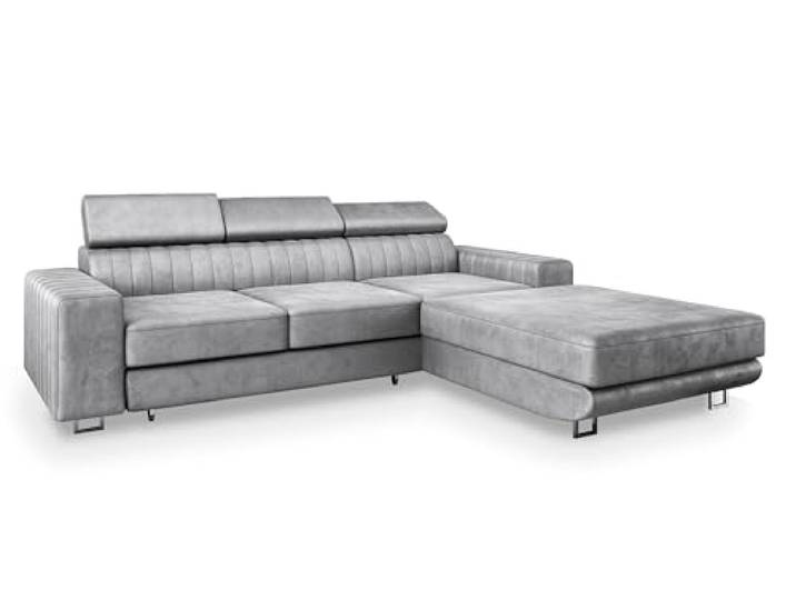 Masseno Ecksofa NOTO R-S mit Schlaffunktion L-Form, Sofa mit Bettkasten, Wohnzimmersofa, Couch, Soffa, Bettsofa, Couchgarnitur- Hellgrau, Monolith 84
