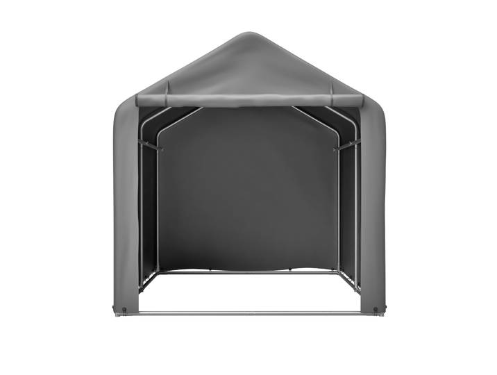 Abri de jardin extérieur 160×220×165 cm, garage/abri de voiture avec porte enroulable, structure en acier galvanisé, toile grise résistante aux UV, tente de rangement en métal antirouille pour
