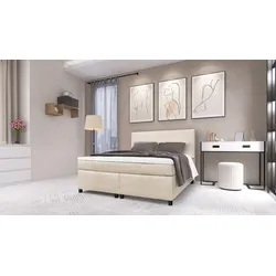 Boxspringbett Paxos Cordstoff Beige 140x200 Hotelbett Bonellfederkern Bett
