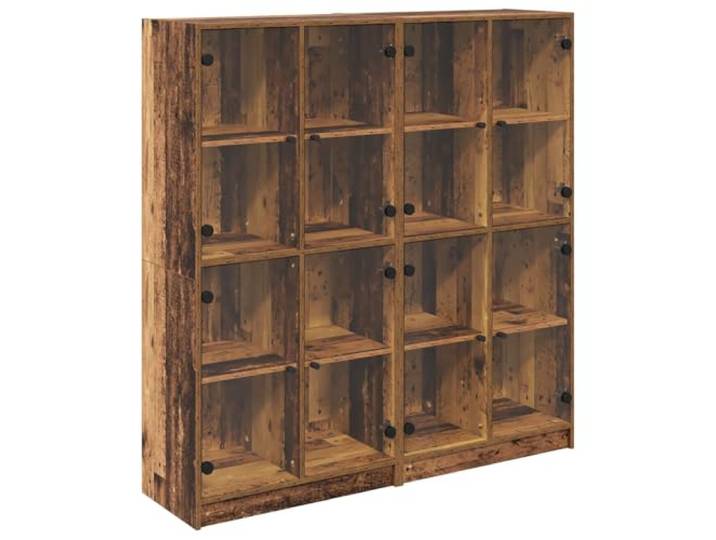 KGHFDVB Highboard 2er Set Holzwerkstoff 68x37x142 cm Matte Oberflache, Transparente PVC-Turen, Metallknopfe, Mit Regalen, Fur Wohnzimmer