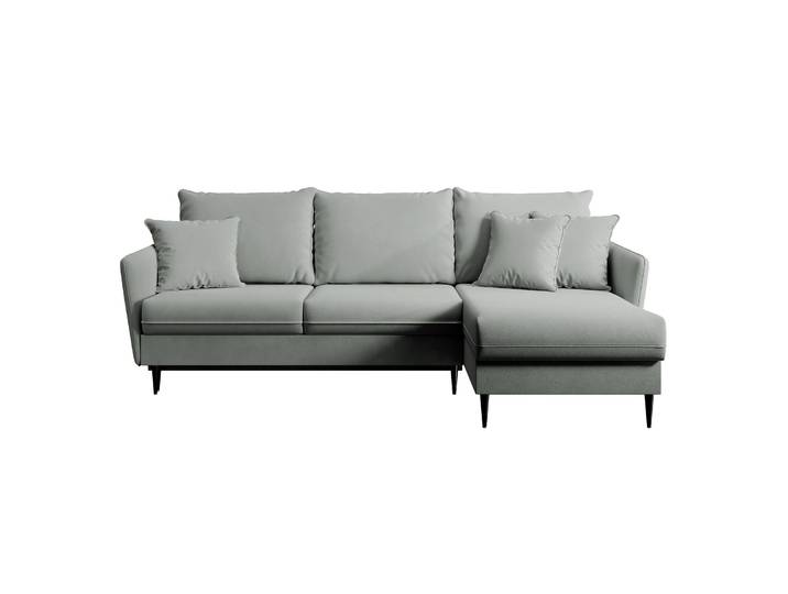 Ecksofa mit Schlaffunktion Volio, grauer wasserabweisender Samt,