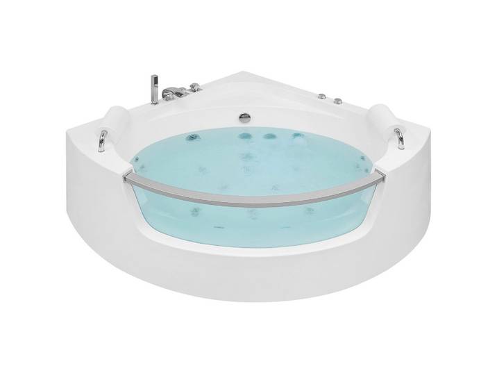 WHIRLPOOL BADEWANNE mit LED 136x187x63 cm weiß Mangle