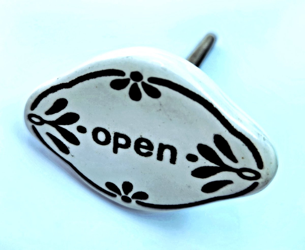 RiaD Vintage look keramieken deurknop Open - Wit