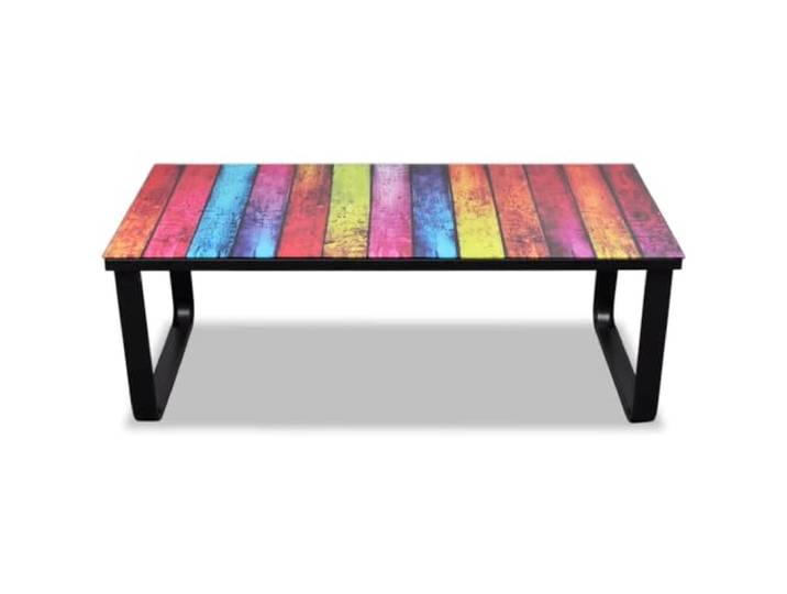 HKLGBVCR Rechteckiger Couchtisch aus Hartglas mit Regenbogenmotiv