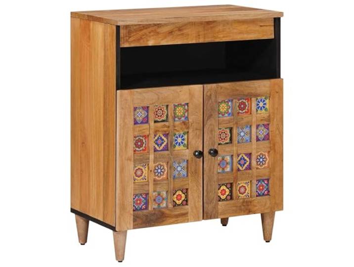 Heofavd Sideboard aus Massivholz Mango, Kommode Natur 60x33,5x75 cm