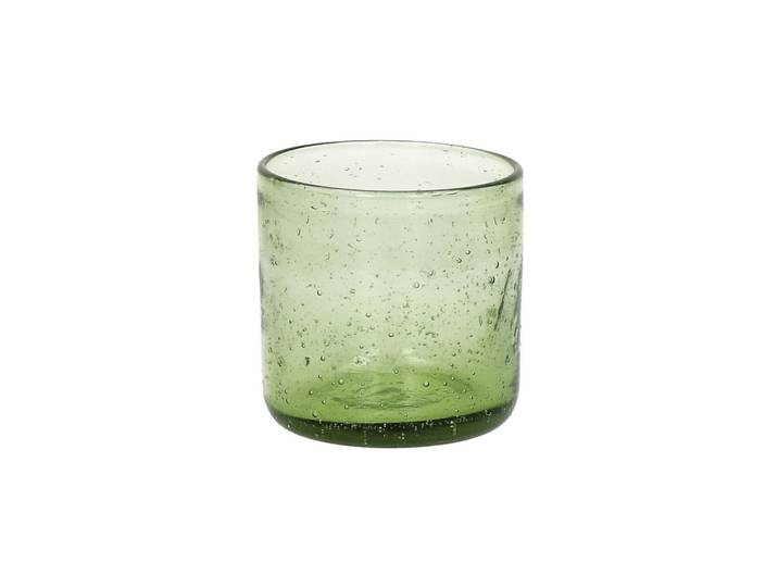 Verre en verre vert olive, soufflé à la bouche, uni, verre à eau