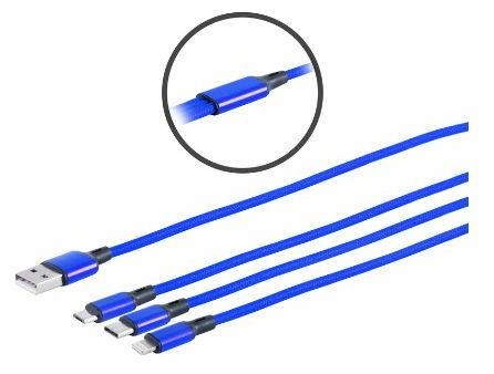 MicroConnect MC-USBA-3WAY USB-kabel, 1,2 meter, blauw
