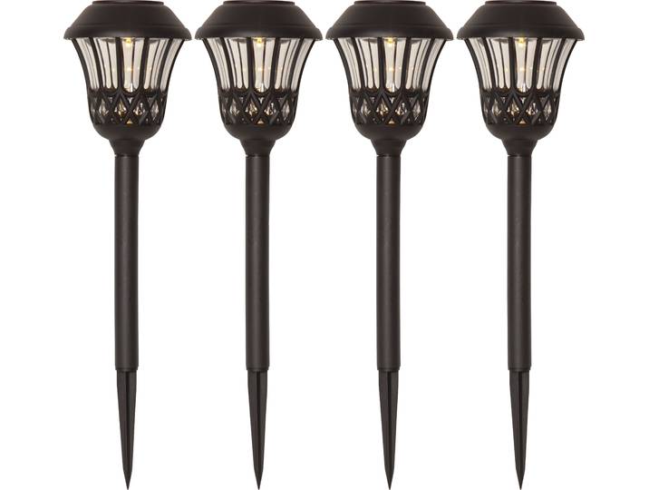LED Solarleuchte Solar-Wegleuchte Lace , schwarz, B:11cm H:31cm L:11cm T:11cm Ø:11cm, PARFORCE TRADITIONAL HUNTING, Leuchten, LED Solarleuchte, 4er-Set Solar-Wegeleuchten, dekoratives Muster, Dämmerungssensor