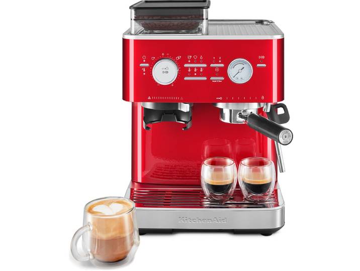 KitchenAid Pistonmachine met Koffiemolen - 5KES6551ECA - Ingebouwde koffiemolen - kantelbaar stoompijpje - 15 bar pomp en drukmeter - Appelrood