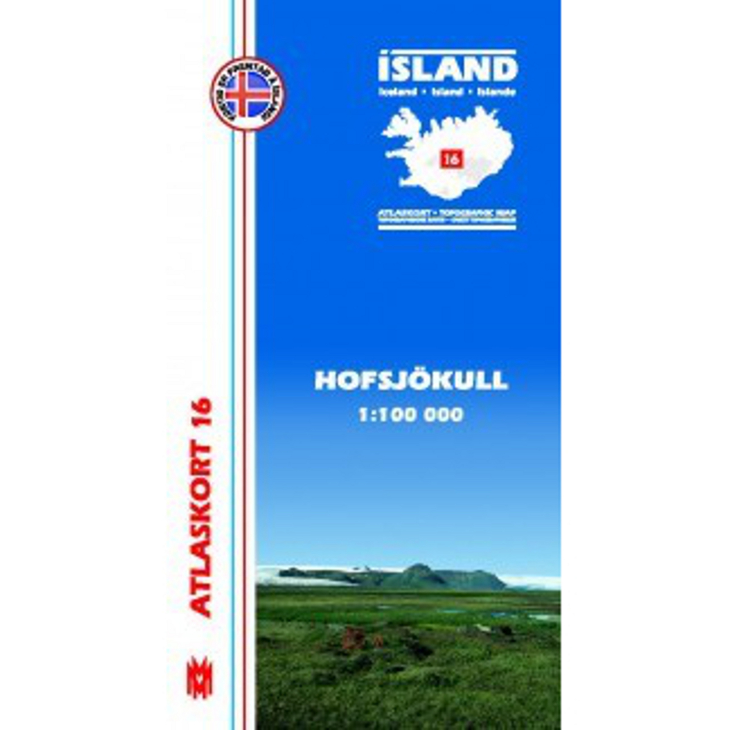 Mal og menning Island Atlaskort 16 Hofsjökull Topografische Karten