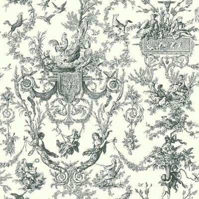 York Wallcoverings Old World Toile Black & White Wallpaper