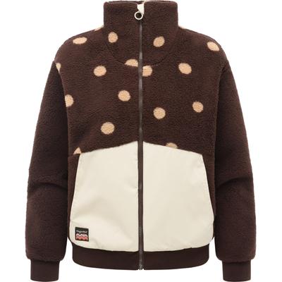 Fleecejacke RAGWEAR "Madaras Print Y", Damen, Gr. XXL (44), braun (schwarz choco), Plüsch, Obermaterial: 100% Polyester, lässig geschnitten hüftbedeckend, Ärmel ohne Ärmelschlitz Rippstrickbündchen mit Windstopper, Jacken Fleecejacke, Leichte...