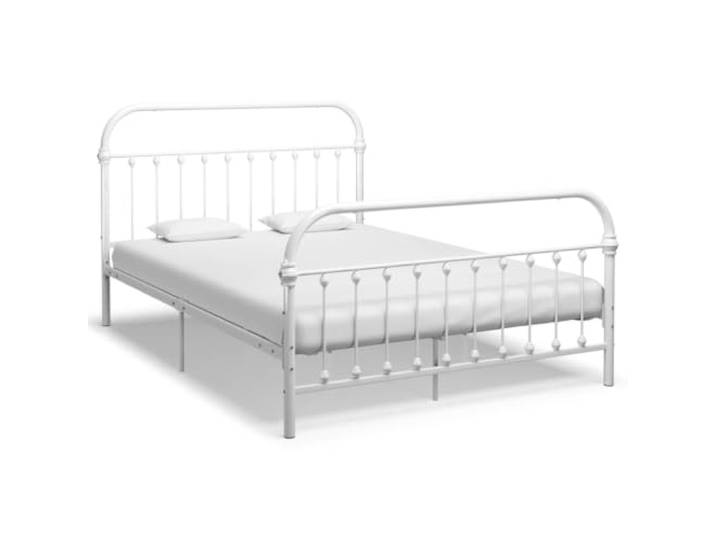 RJPLMFV Bettgestell, Metall, Weiß, 160 x 200 cm, mit Kopfteil Ohne Matratze, Lattenrost inklusive, zentrale Füße, Aufbewahrung unter dem Bett