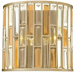 Wandlampe Leuchte Bernsteinperle Kristalle Stahl Silber H 27,9 cm 2 Flammig