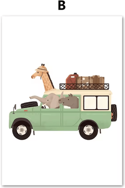 Inspire Curations Safari Animal Wall Art Canvas Poster Nordic Kids Nursery Wall Decor Elephant Giraffe Theme b 50x70 Cm No Framed