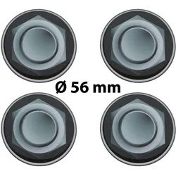 4 x Ø 56 mm Polymere Aufkleber / Radmutter-Optik / Nabenkappen, Felgendeckel