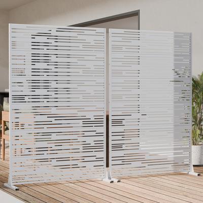Lagom Yard Outdoor 2 Panels Metal Freestanding Privacy Fence for Deck Poolside Garden Backyard
