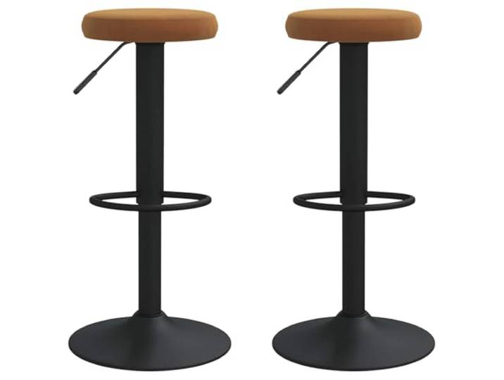 Barhocker, Velours, Braun, 2-teilig, mit Höhenverstellung und Drehgelenk Zeitloses Design, pulverbeschichteter Stahl, Gashebemechanismus, 360° drehbar, Belastung 110 kg, für Bar oder Esszimmer