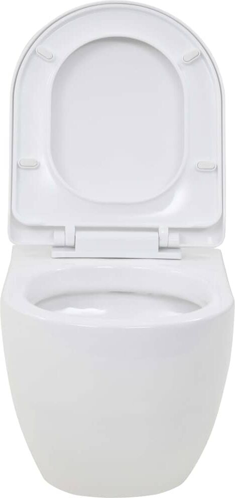 vidaXL WC suspendu en céramique Blanc
