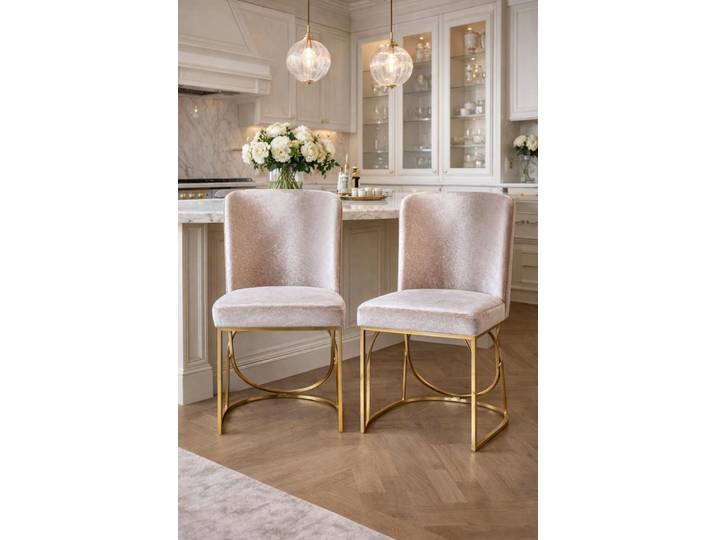 JVmoebel Esszimmerstuhl Zwei elegante Samtstühle mit goldenem Metallrahmen im modernen Stil (2 St), Made in Europa