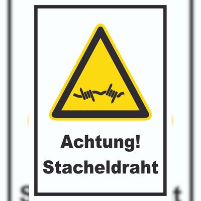 HB-Druck Achtung Stacheldraht A2 (420x594mm) Schild