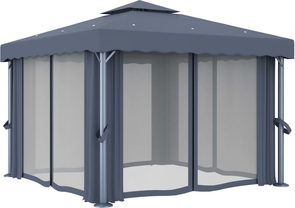 vidaXL Pavillon mit Vorhang 3x3 m Anthrazit Aluminium