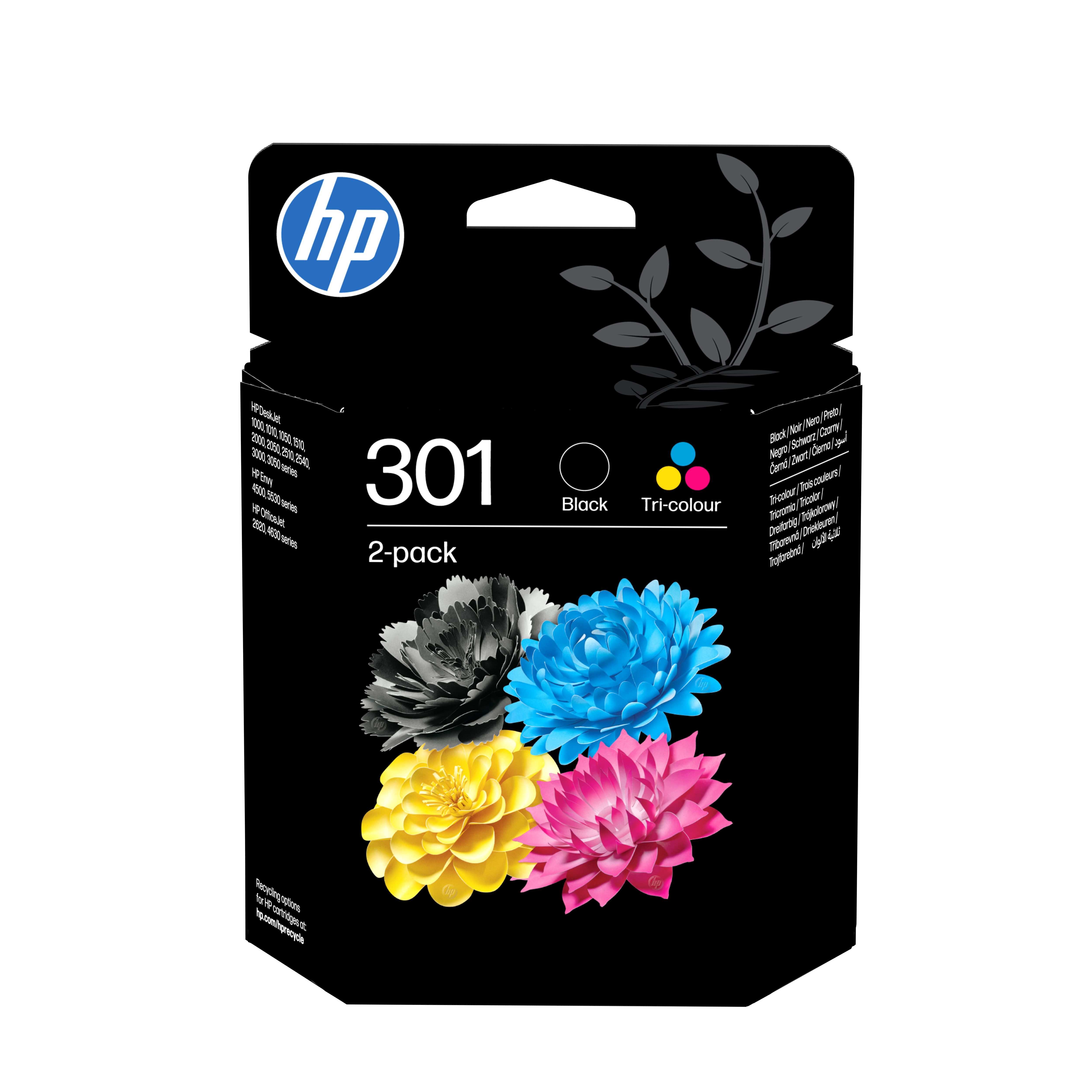 HP Nr.301 Druckerpatronen Schwarz, Cyan, Magenta, Gelb 3 ml 170 Seiten N9J72AE