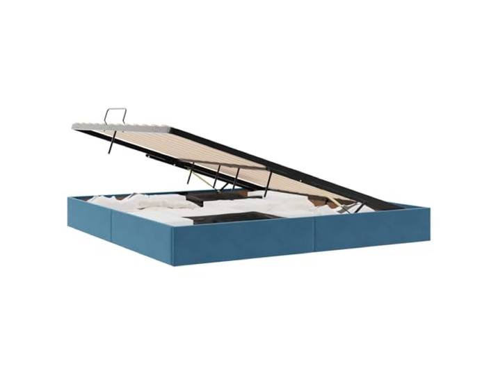PUGYNBK Ottoman-Bettgestell, Dunkelblau, 200 x 200 cm, Samt Hydraulikhebung, integrierte Aufbewahrung, robuster Metallrahmen, modernes Design