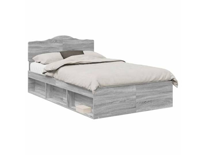 HMDNGOUT Bettrahmen Grau Sonoma 120x200 cm Massives Kiefernholz Bettgestell mit Kopfteil Modernes Design