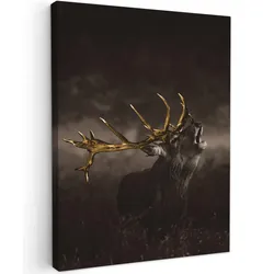 LEINWANDBILD Rotwild - Schwarz - Gold Room Decor 30x40 cm