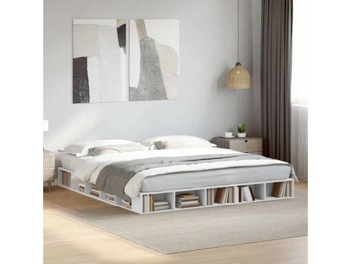 Cadre de lit blanc 180x200 cm bois d'ingénierie lit lit de rangement cadre de lit double lit double meuble de 3280454