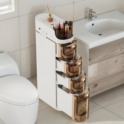 5-Tiers Slim Storage Bins Narrow Bathroom Storage Organizer Movable for Small Spaces