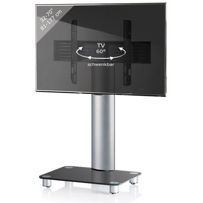 Wohnzimmertisch VCM "TV Standfuß Glas Fernseh Rollen Ständer Fuß Tosal", schwarz (schwarzglas), B:60cm T:44cm, Regale, TVRack