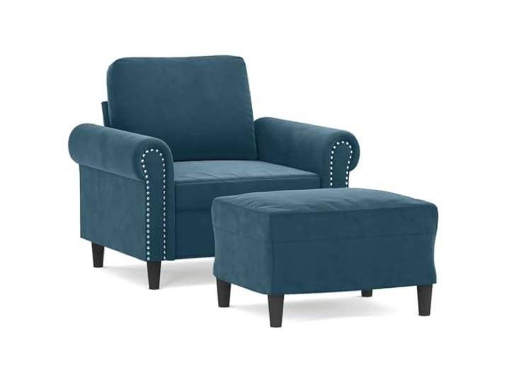 Makastle Sessel mit Hocker Blau 60 cm Samt